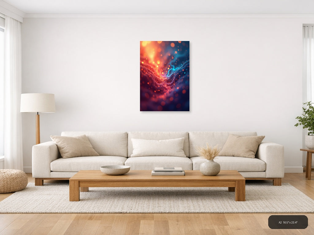 Abstract Glowing Energy Wave Red Blue Wall Art — A2 / Living Room