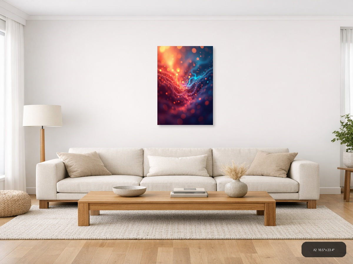 Abstract Glowing Energy Wave Red Blue Wall Art — A2 / Living Room