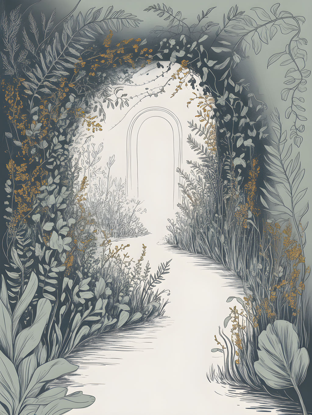 Botanical Garden Archway Line Art Wall Art