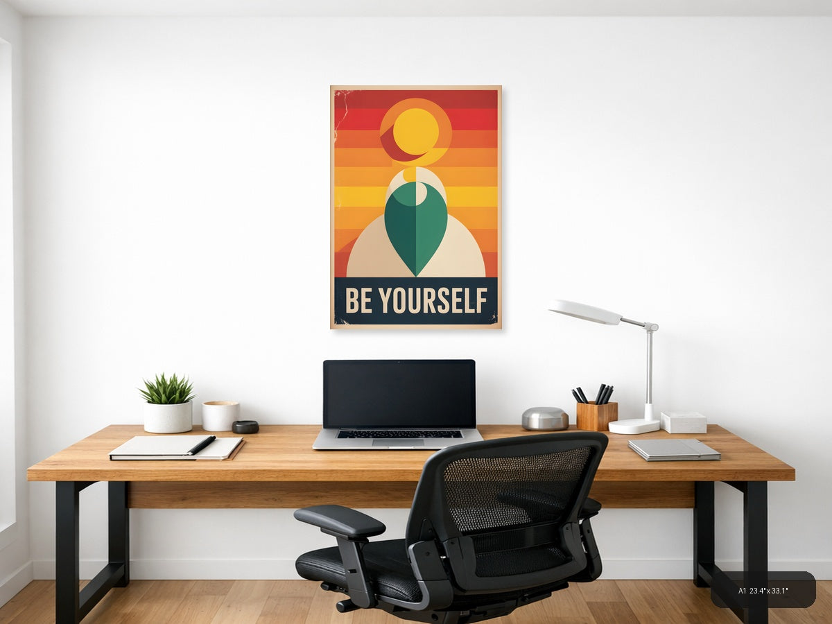 Be Yourself Vintage Retro Portrait Wall Art — A1 / Office