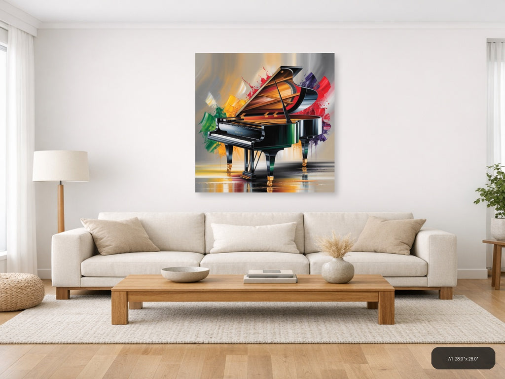 Piano — Abstract (Square) Canvas Print | Abstract Wall Art | A4 A3 A2 A1 — A1 / Living Room