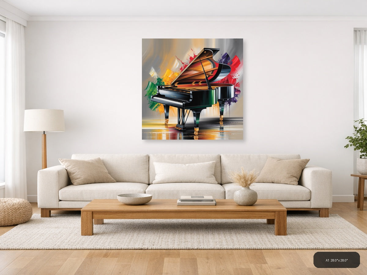 Piano — Abstract (Square) Canvas Print | Abstract Wall Art | A4 A3 A2 A1 — A1 / Living Room