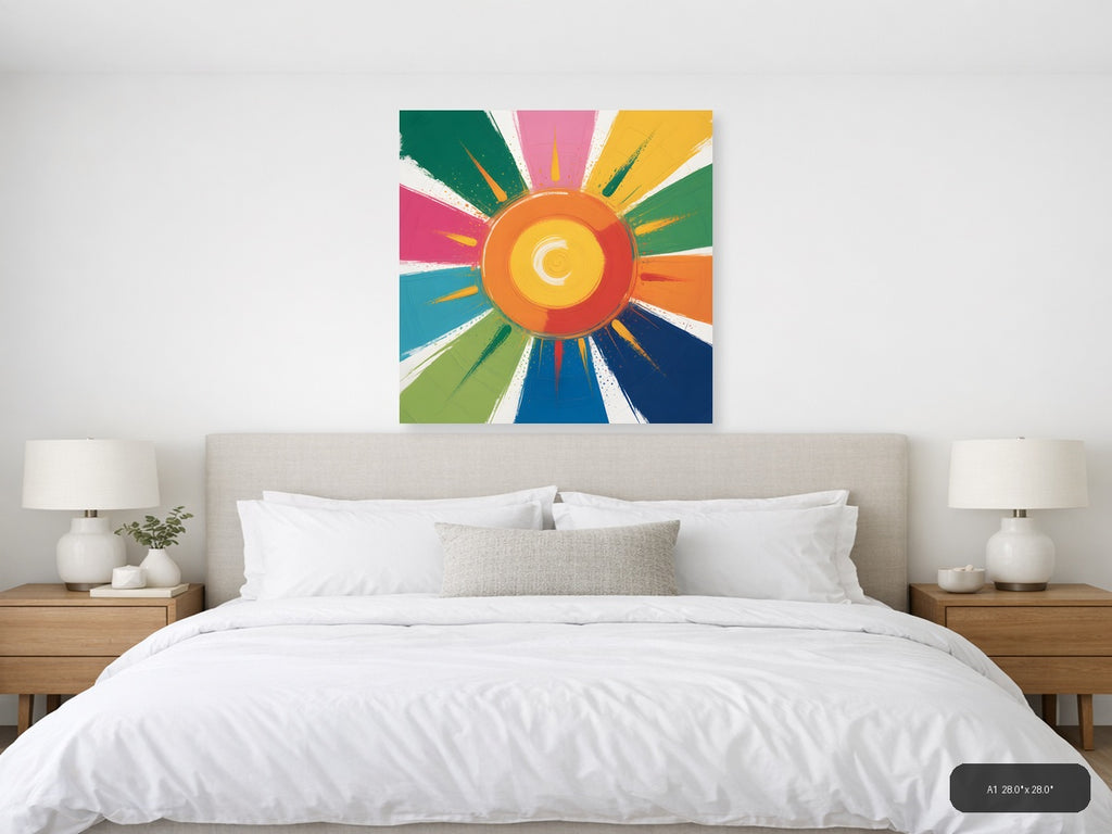 Colorful Abstract Sunburst Circle - Modern Wall Art — A1 / Bedroom