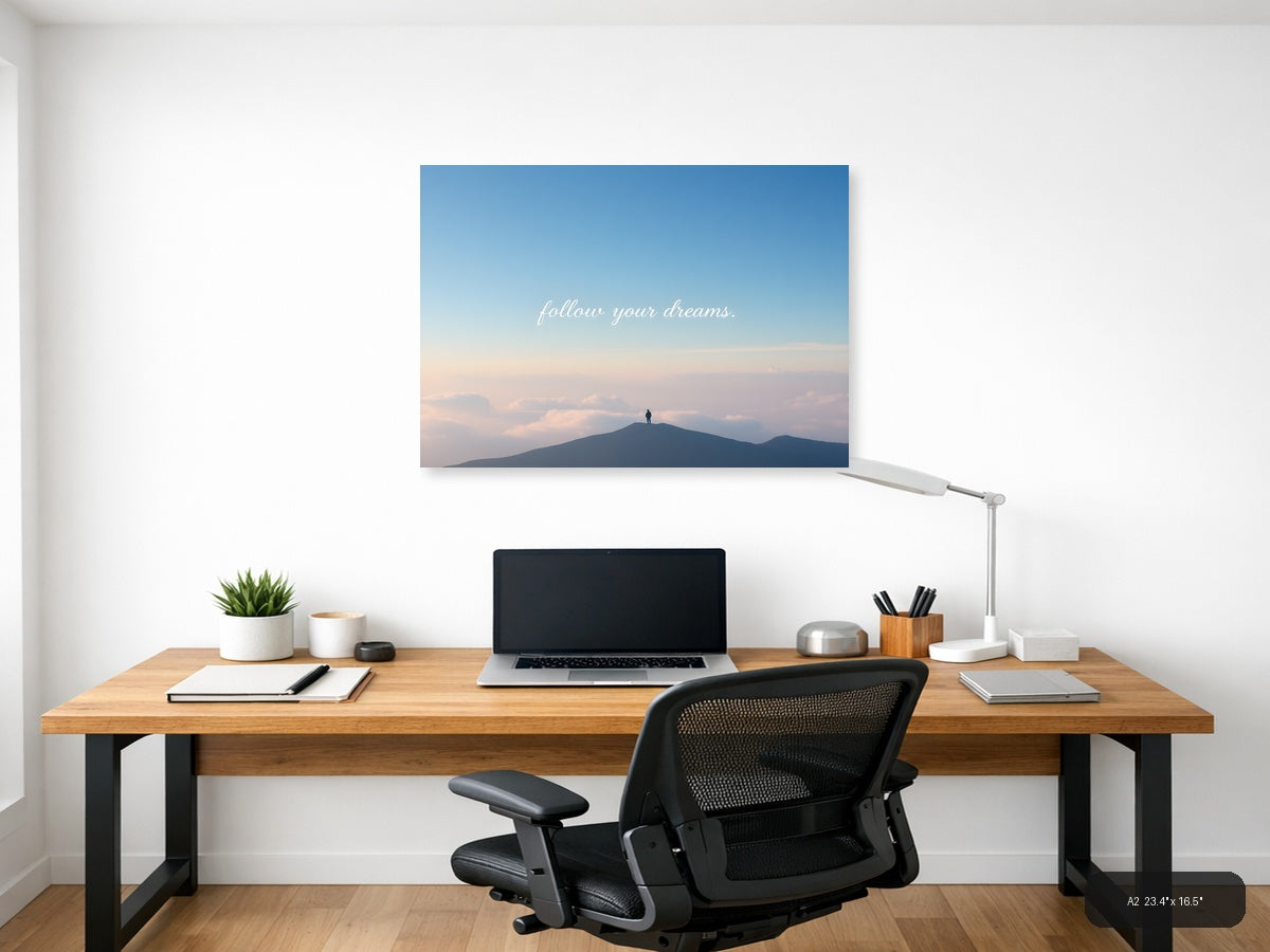 Minimalist Mountain Peak Motivational Wall Art — A2 / Office