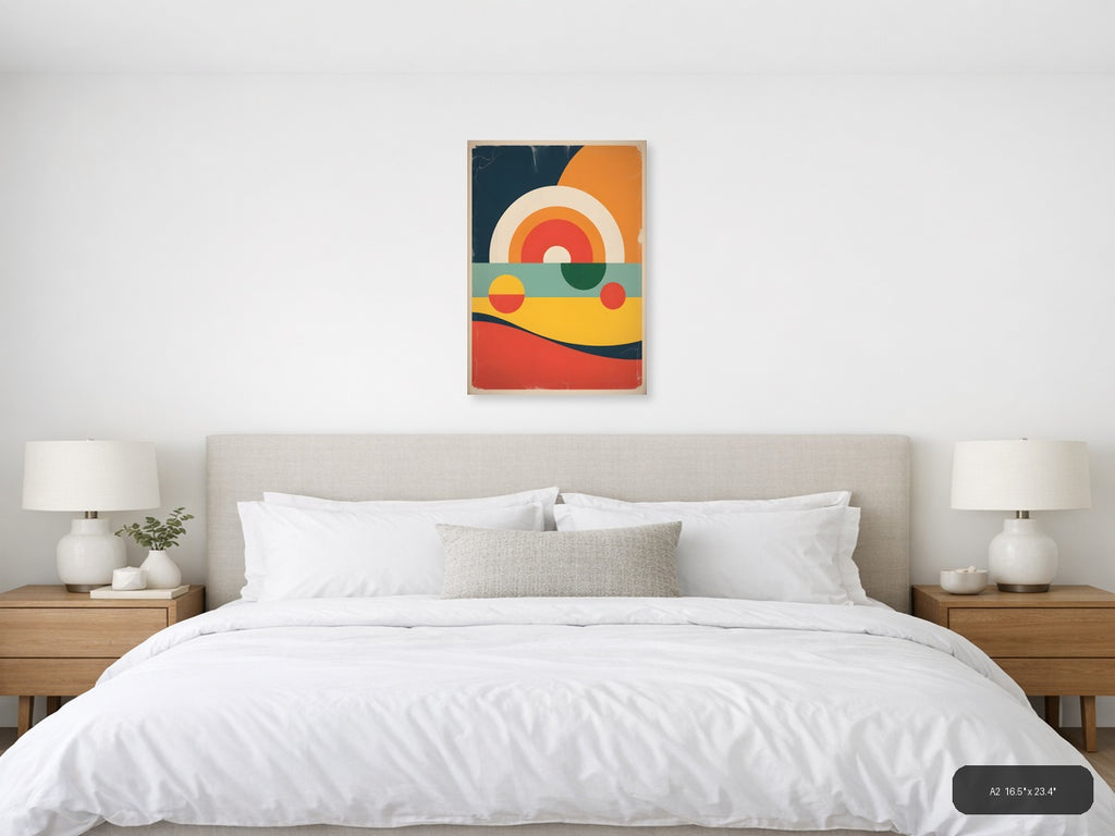 Vintage Retro Sunset Landscape Abstract Wall Art — A2 / Bedroom