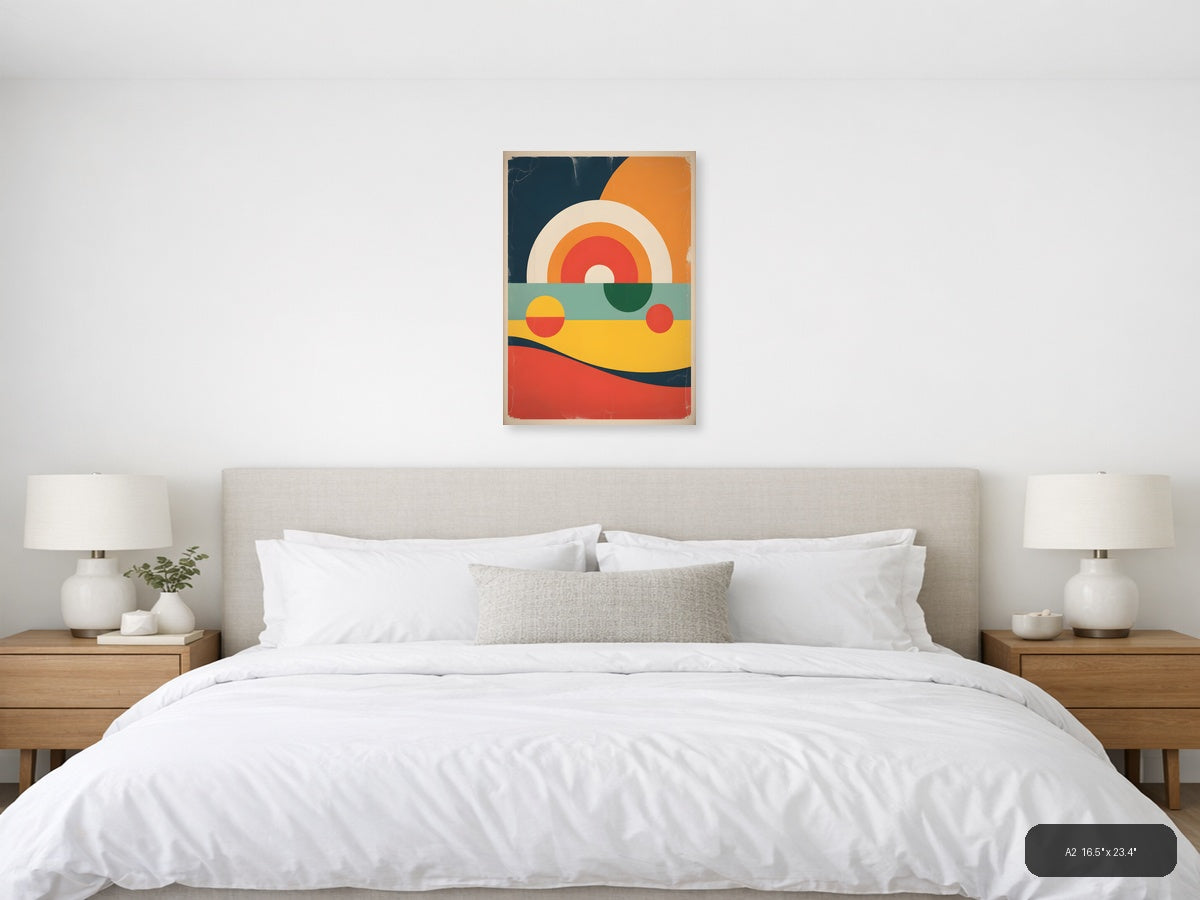 Vintage Retro Sunset Landscape Abstract Wall Art — A2 / Bedroom