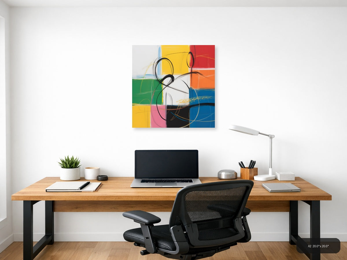 Abstract Colorblock Circles Modern Wall Art — A2 / Office