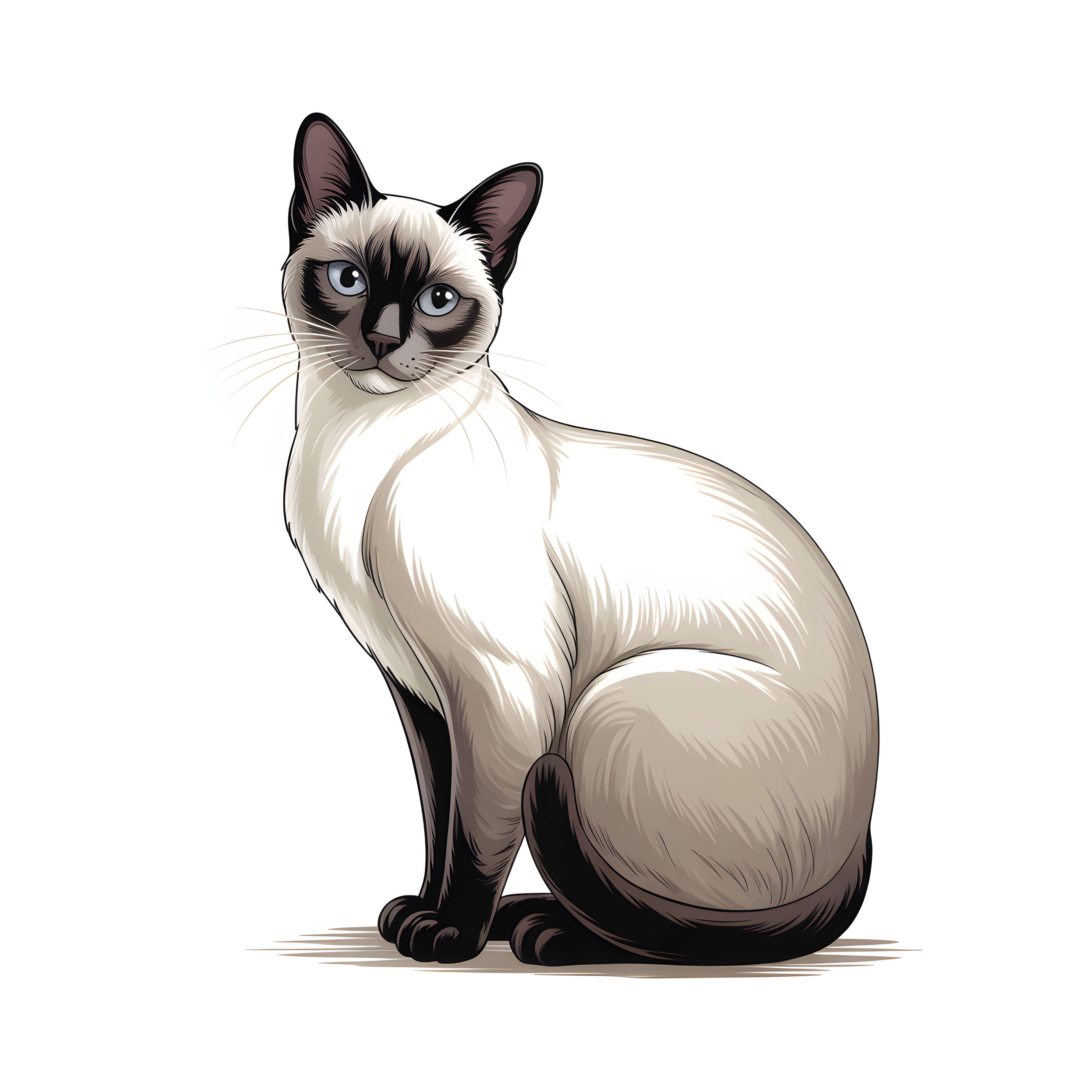 Siamese Cat Portrait Minimalist Wall Art