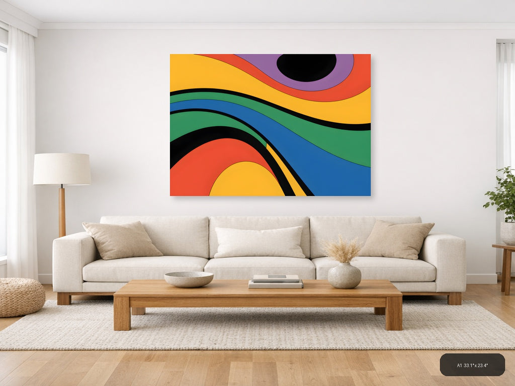 Colorful Abstract Waves Photography Wall Art — A1 / Living Room