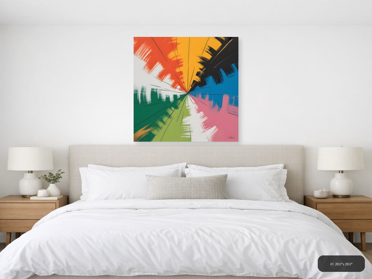Radiant Color Wheel Abstract Sunburst Wall Art — A1 / Bedroom