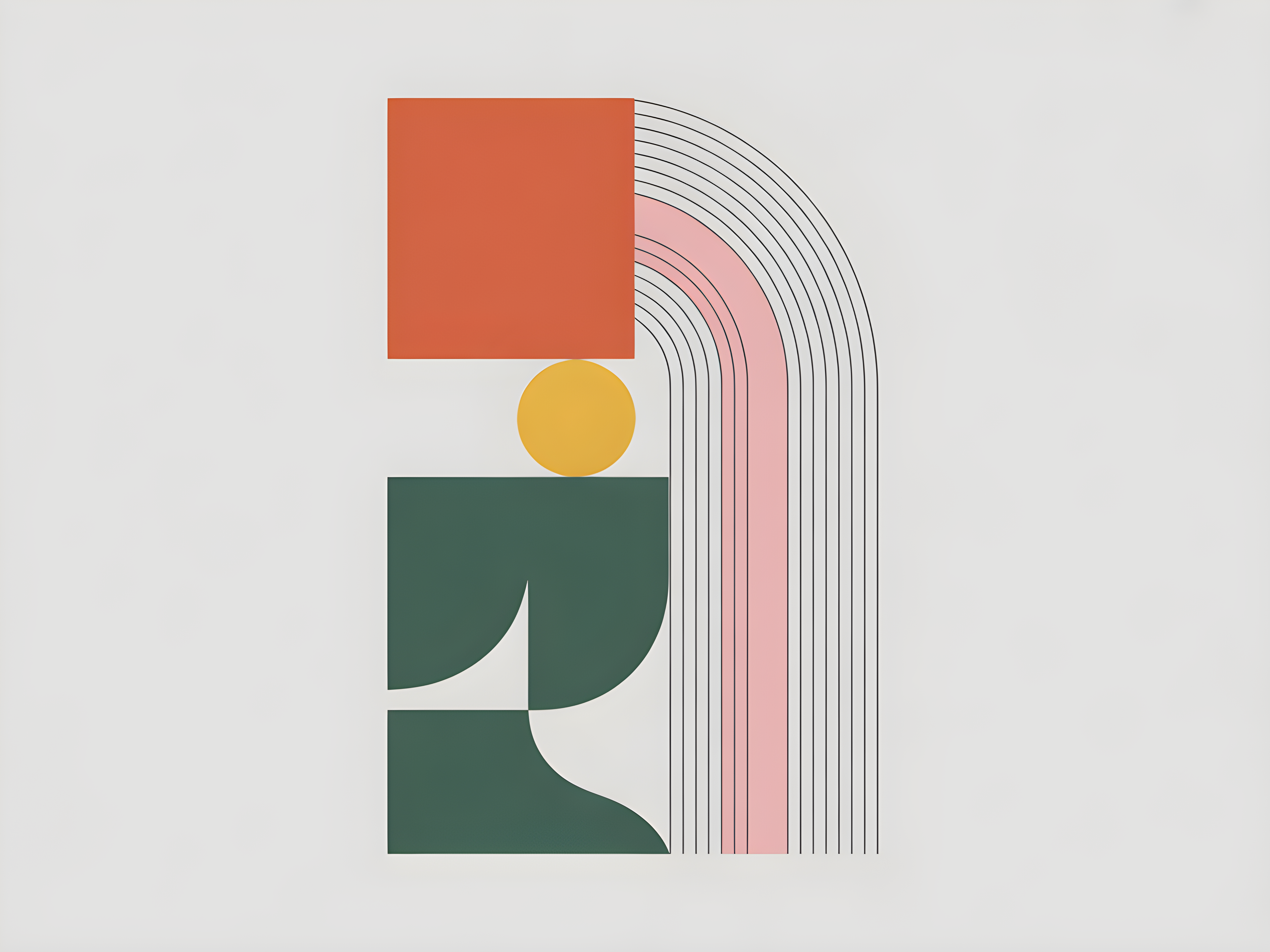 Minimalist Geometric Shapes & Arches Wall Art
