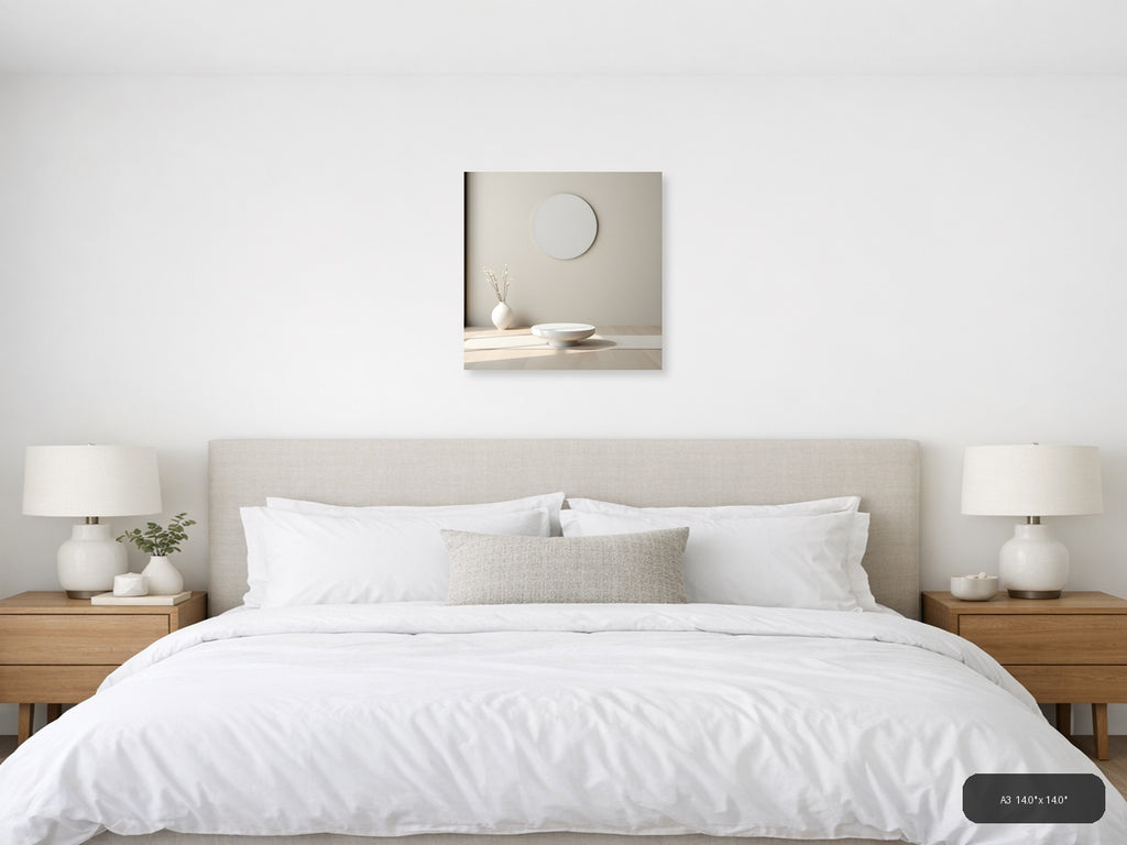 Minimalist Circle Mirror Reflection Wall Art — A3 / Bedroom