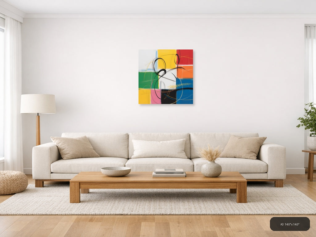 Abstract Colorblock Circles Modern Wall Art — A3 / Living Room
