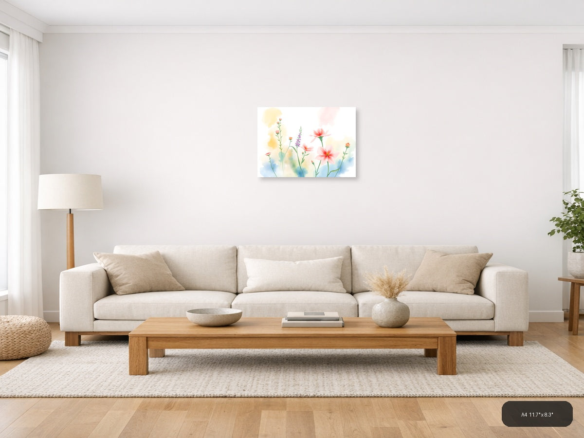 Watercolor Garden Flowers - Pastel Botanical Wall Art — A4 / Living Room