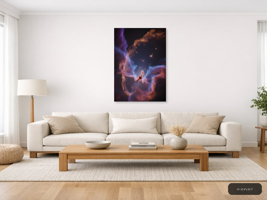 Cosmic Nebula with Golden Stars - Space Photography Wall Art — A1 / Living Room