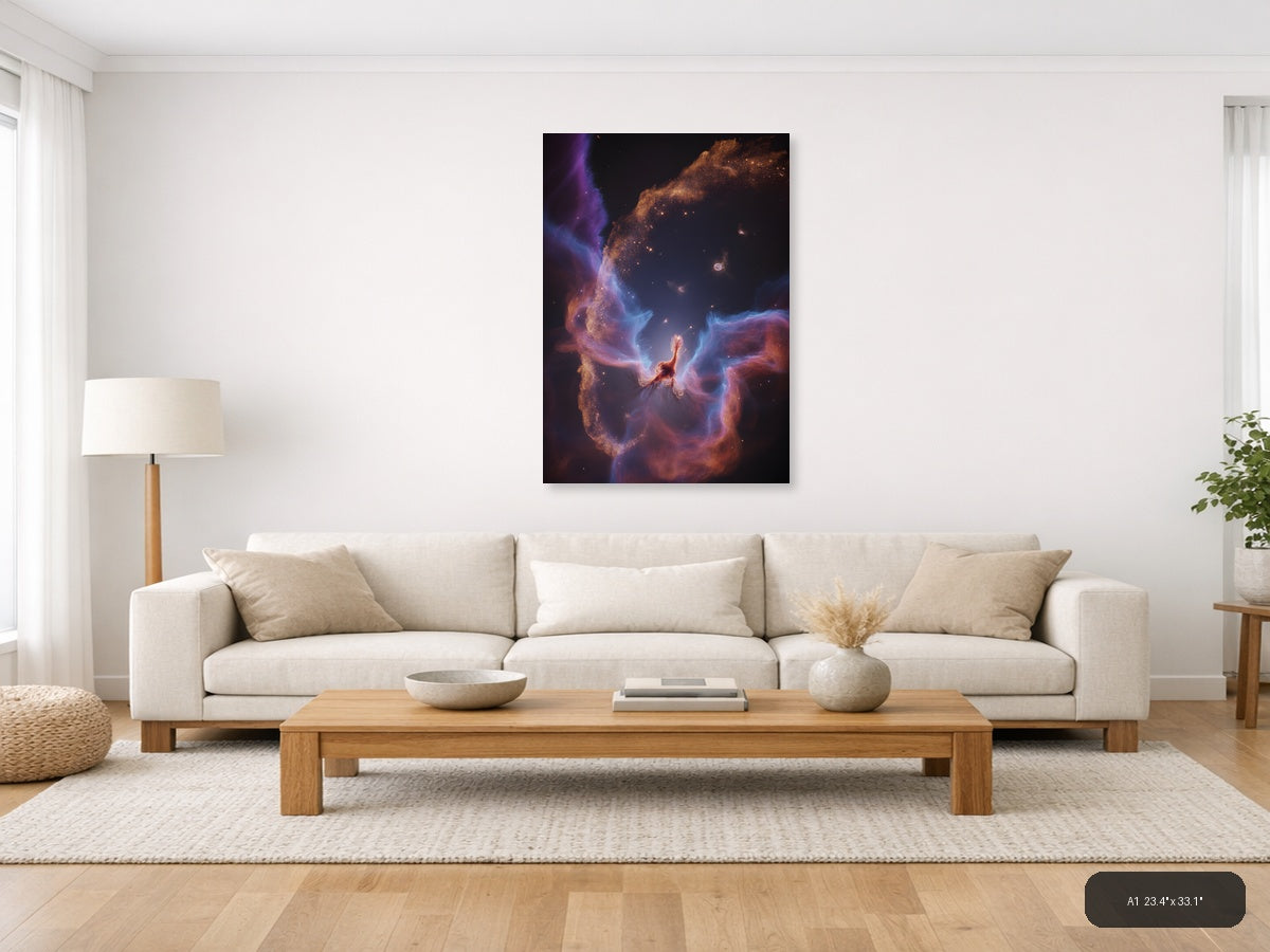 Cosmic Nebula with Golden Stars - Space Photography Wall Art — A1 / Living Room