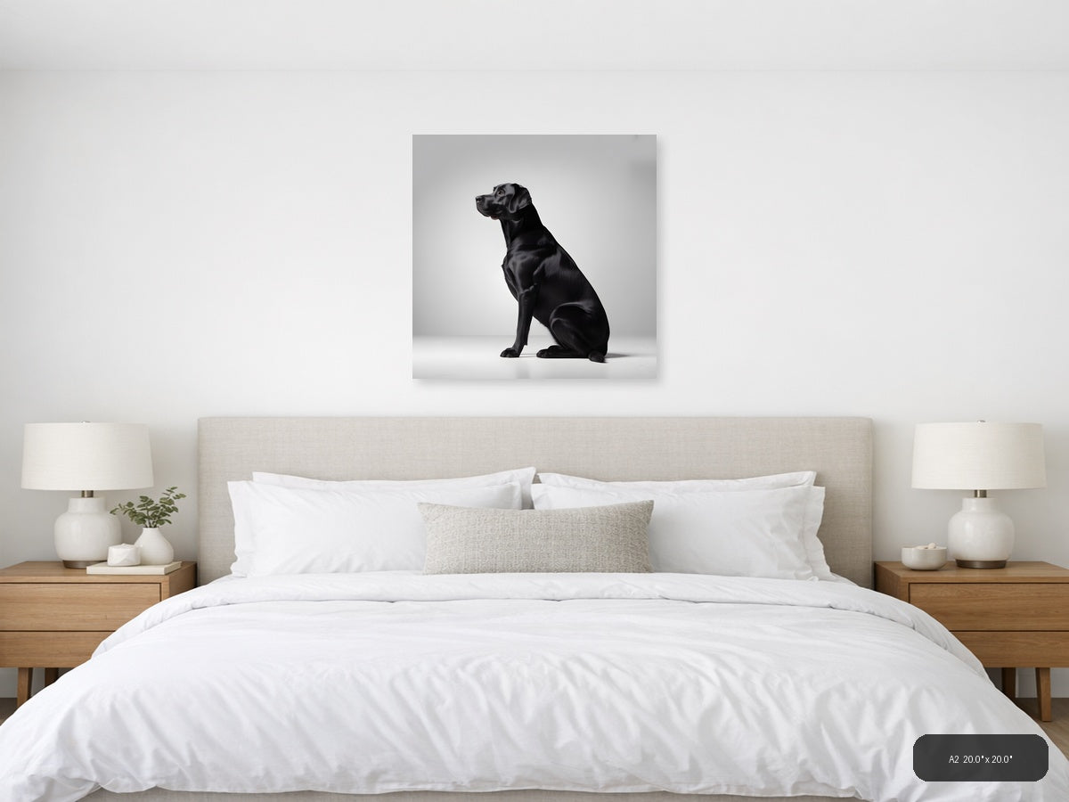 Black Labrador Minimalist Portrait Wall Art — A2 / Bedroom