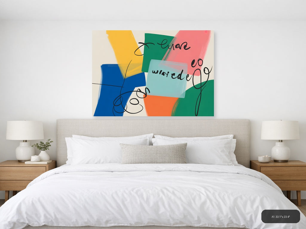 Abstract Colorful Shapes Modern Wall Art Print — A1 / Bedroom