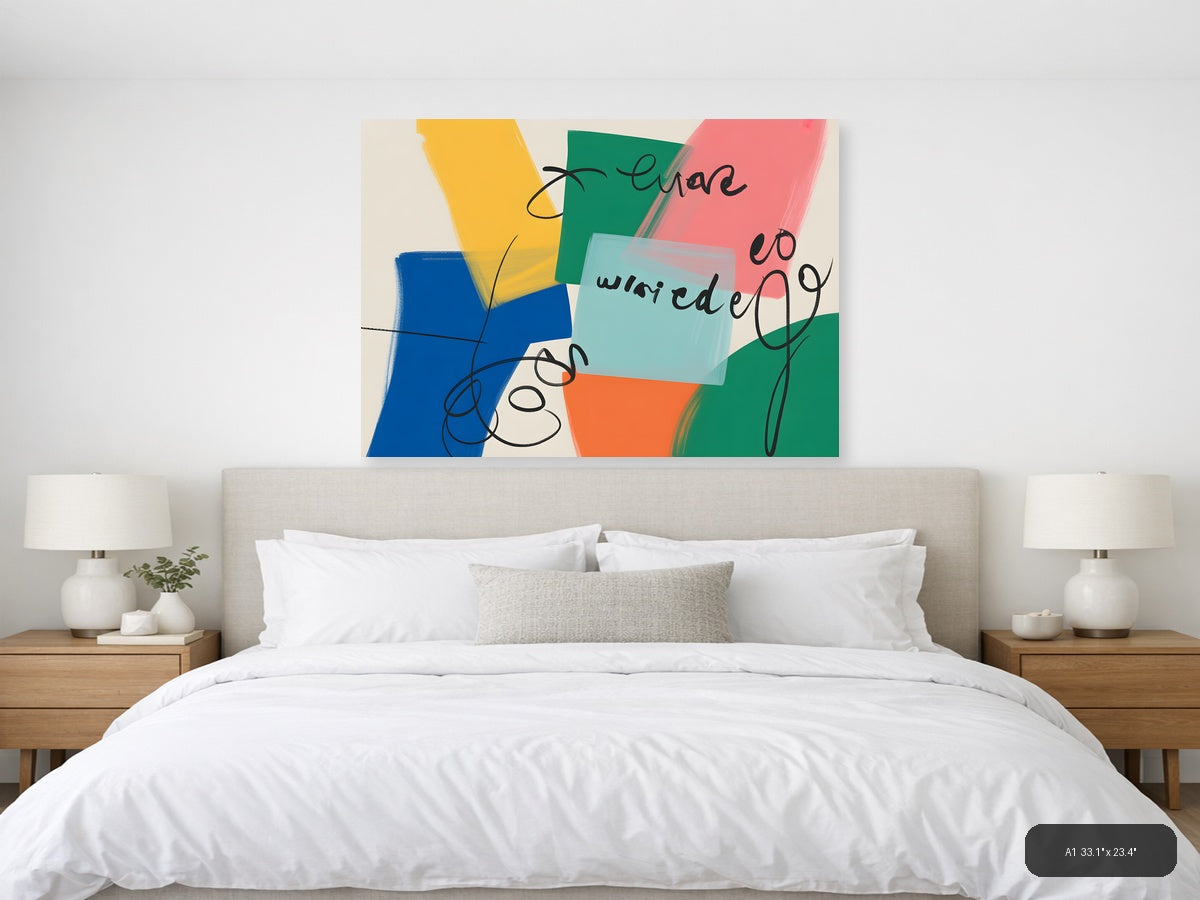 Abstract Colorful Shapes Modern Wall Art Print — A1 / Bedroom
