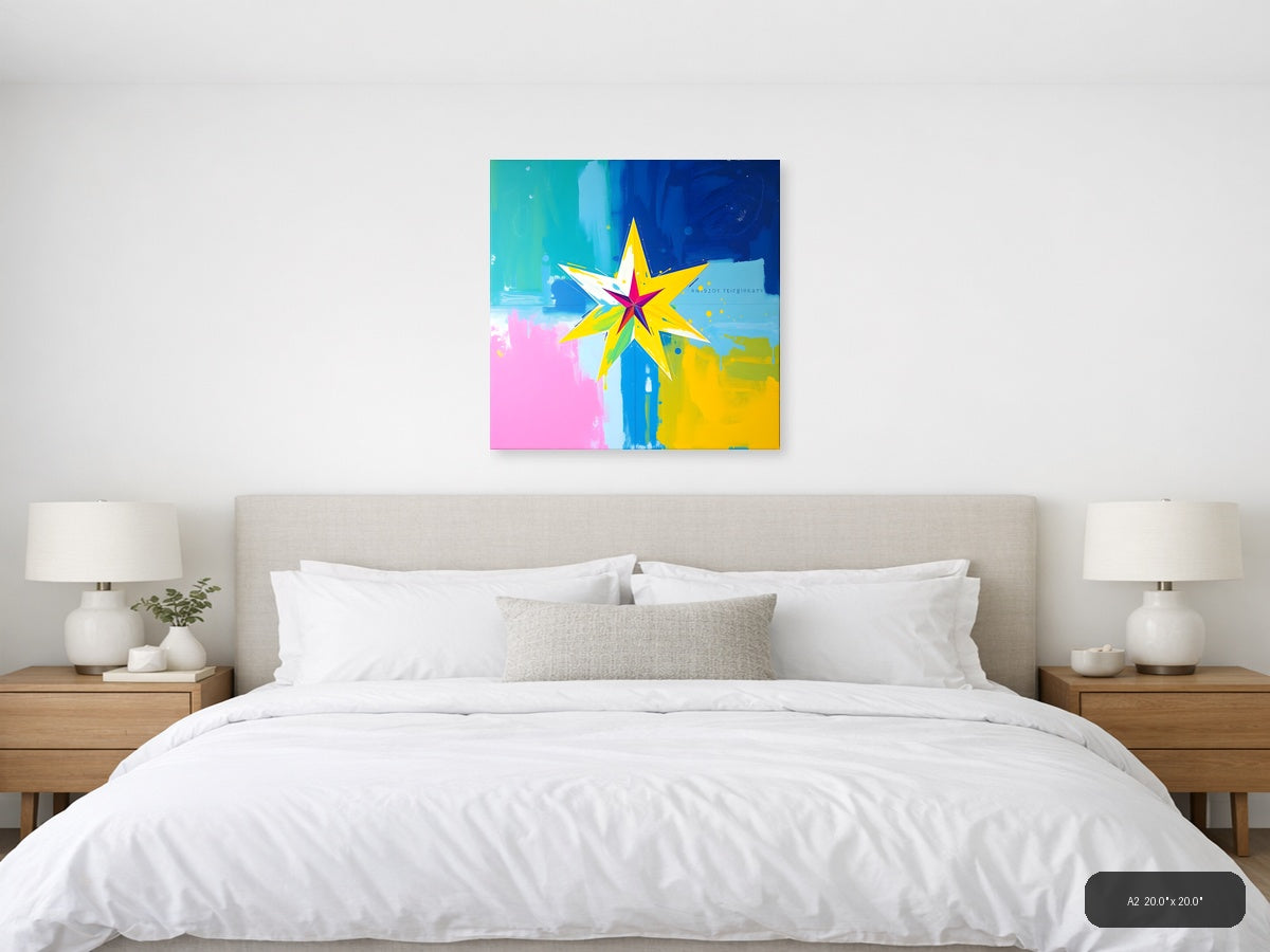 Colorful Abstract Star Burst Modern Wall Art — A2 / Bedroom