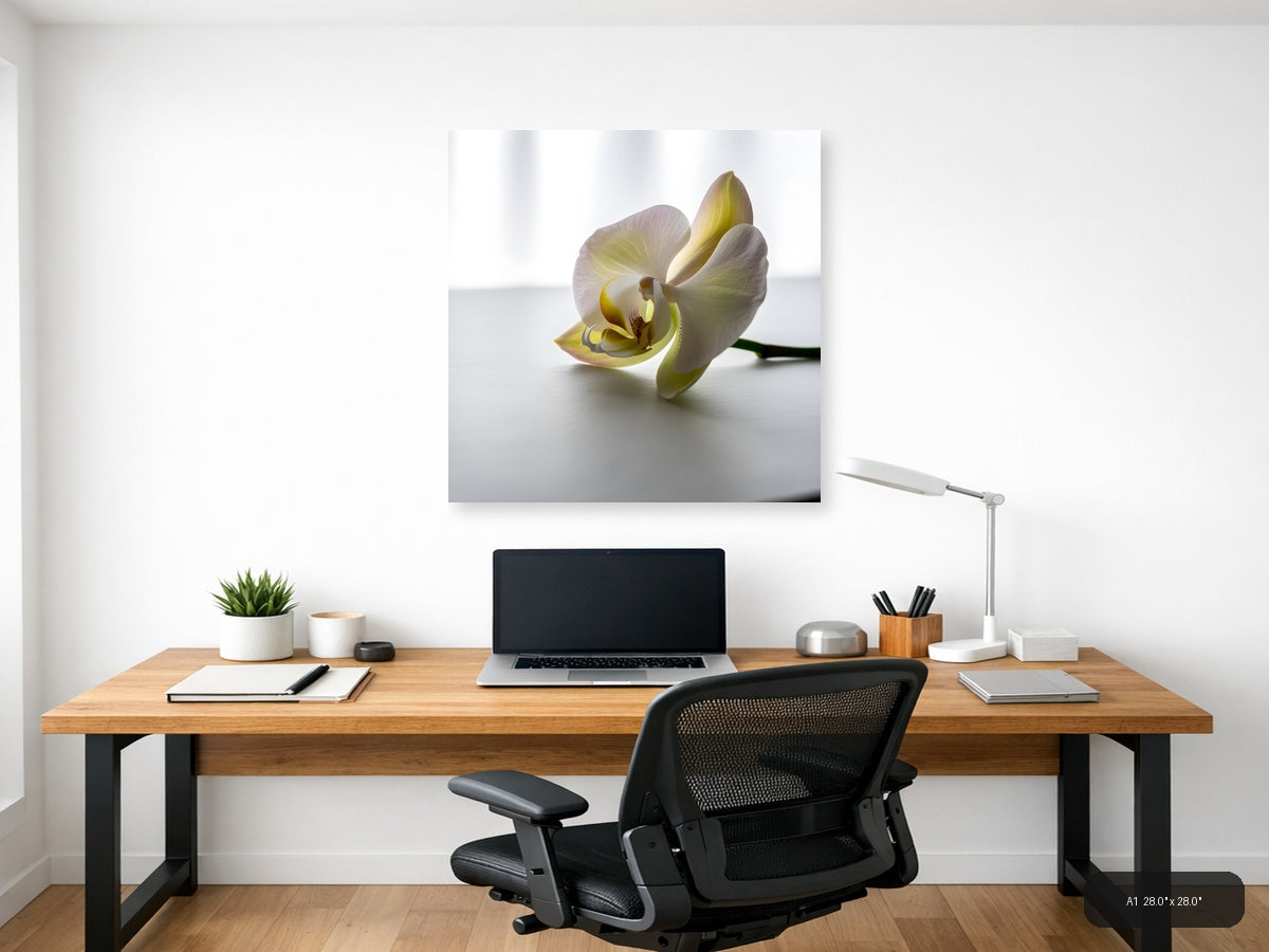 Minimalist Yellow Orchid Flower Wall Art — A1 / Office