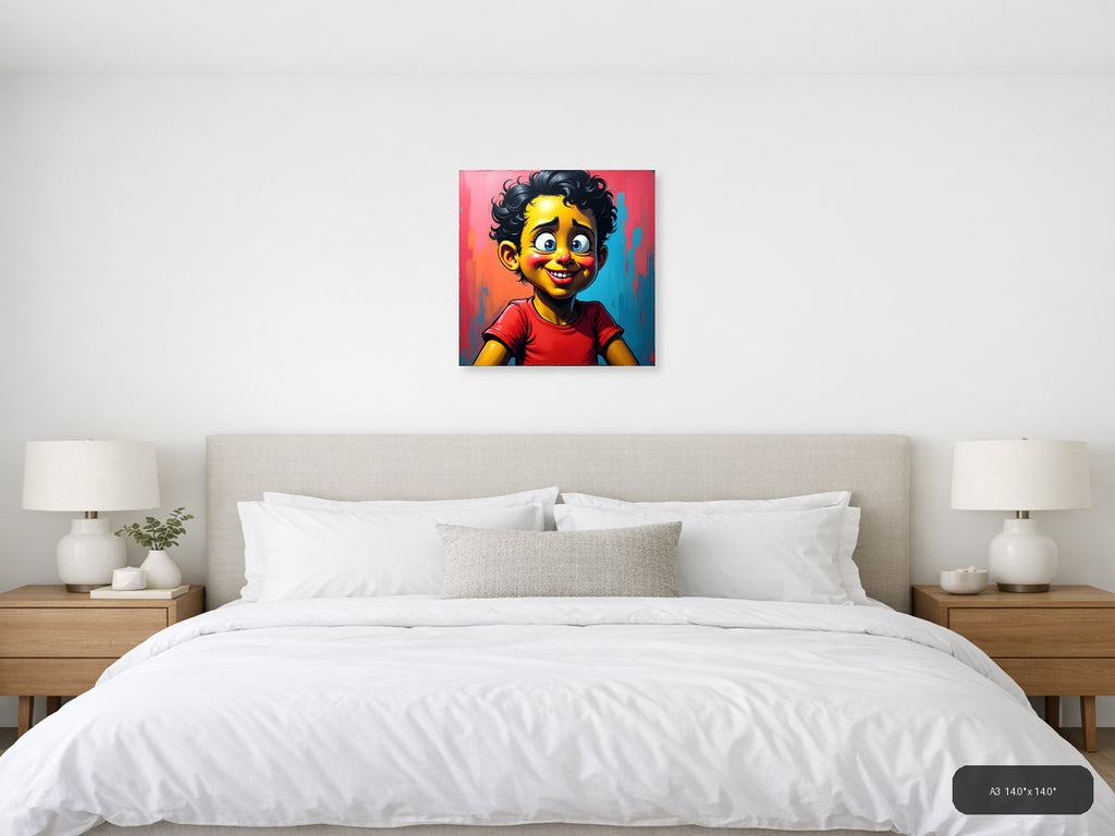Vibrant Yellow Character Pop Art Wall Art — A3 / Bedroom