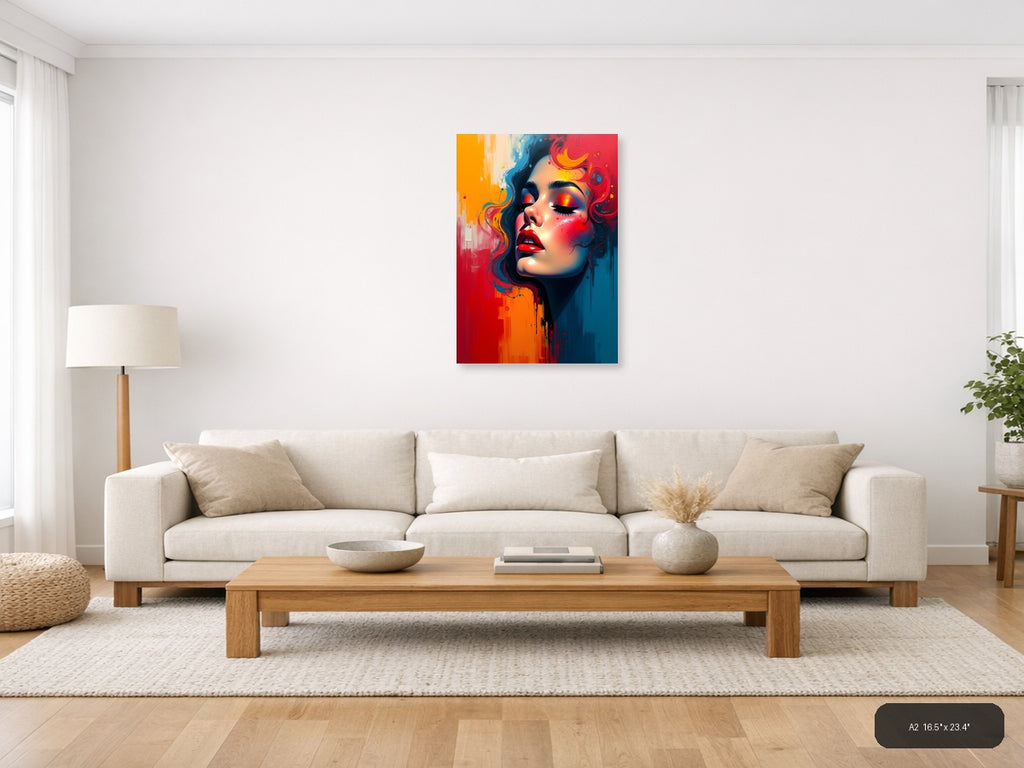 Colorful Abstract Portrait Woman Face Wall Art — A2 / Living Room