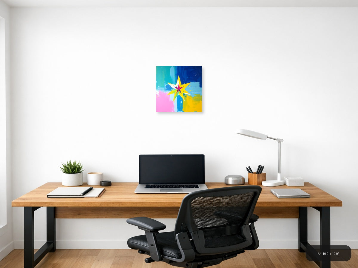 Vibrant Abstract Star Burst Colorful Wall Art — A4 / Office