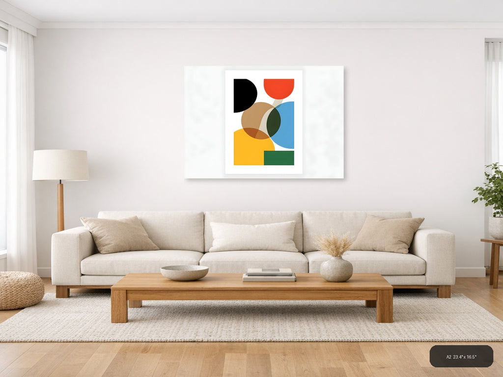 Minimalist Geometric Shapes Colourful Abstract Wall Art — A2 / Living Room