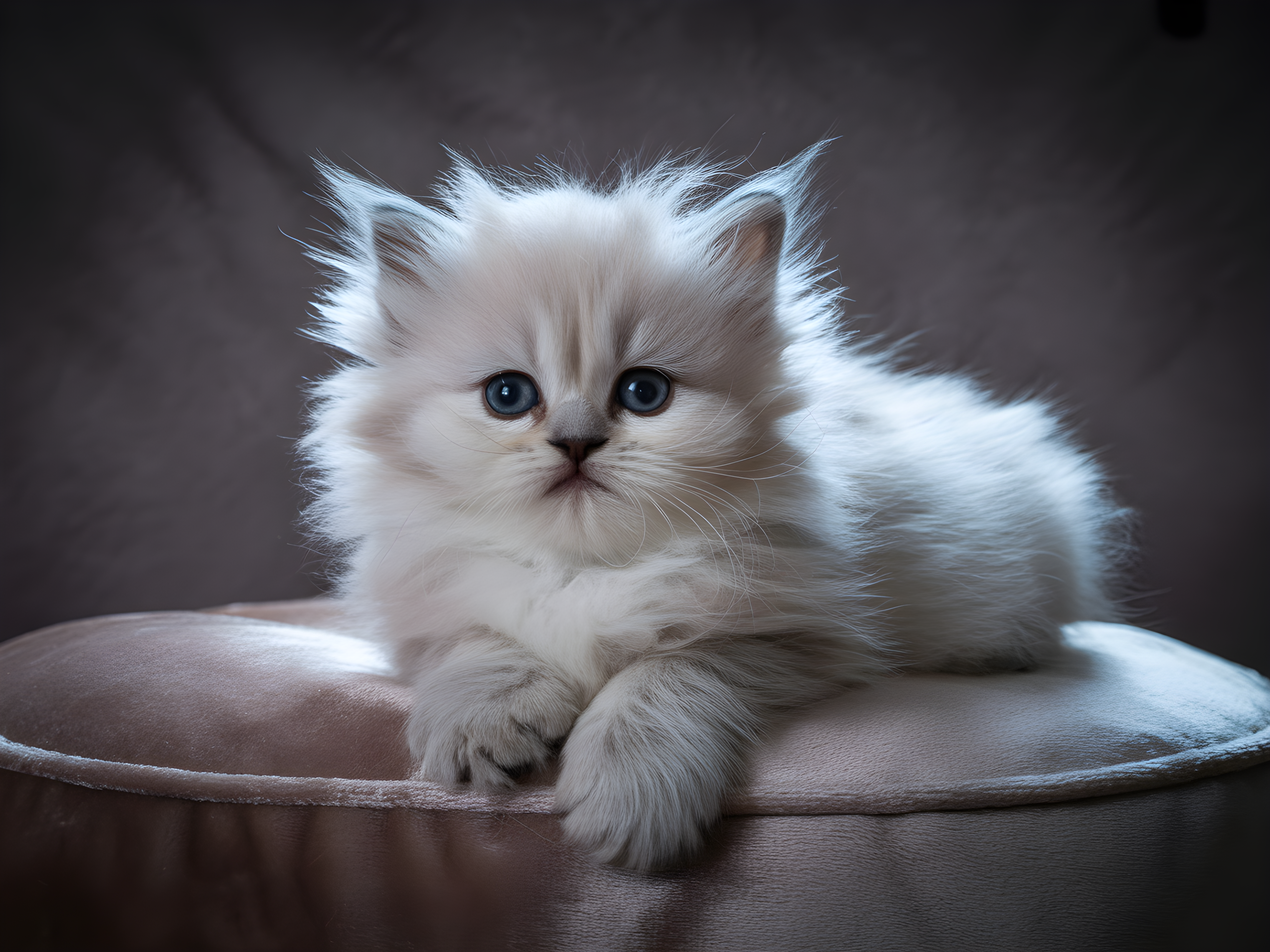 Fluffy White Kitten Portrait Photography Wall Art