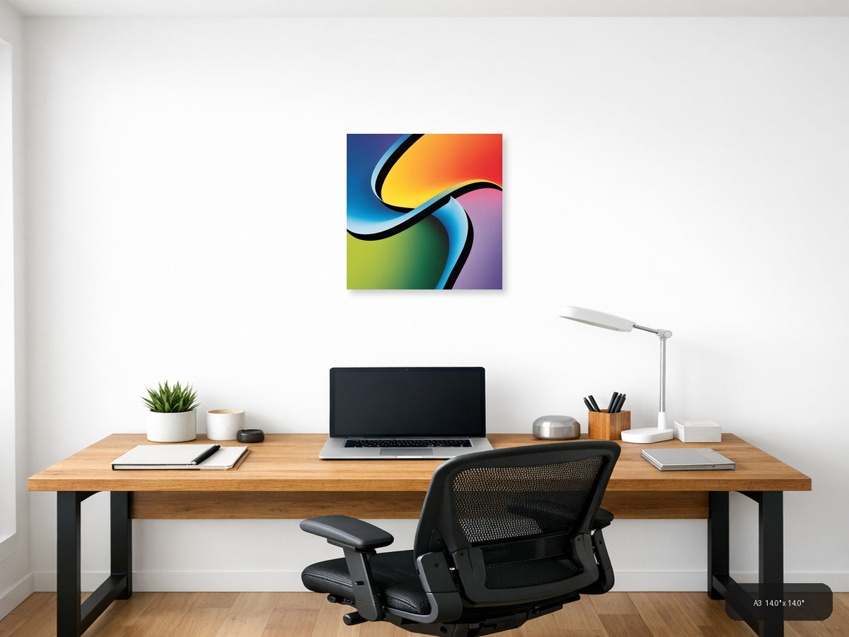Colorful Abstract Wave Photography Wall Art — A3 / Office