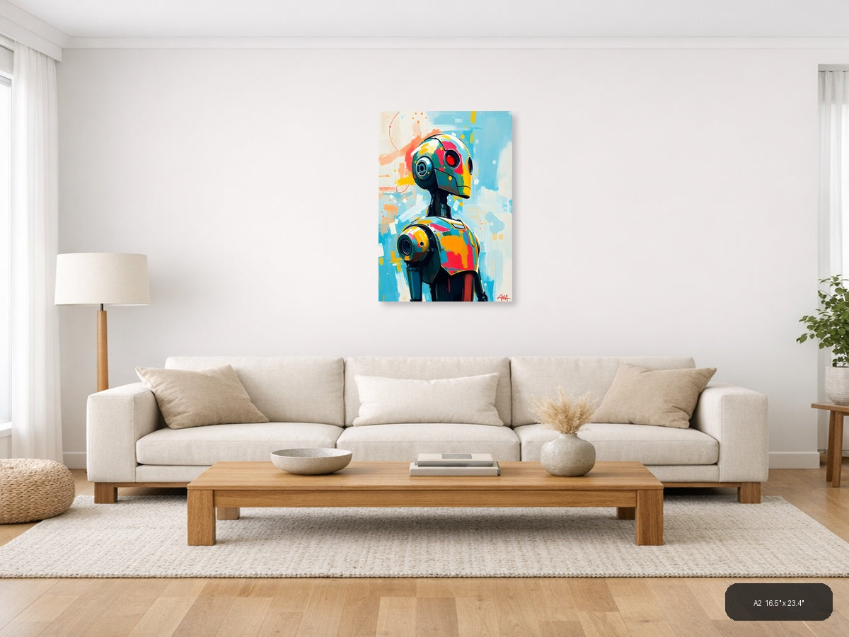 Colorful Robot Head Abstract Portrait Wall Art — A2 / Living Room