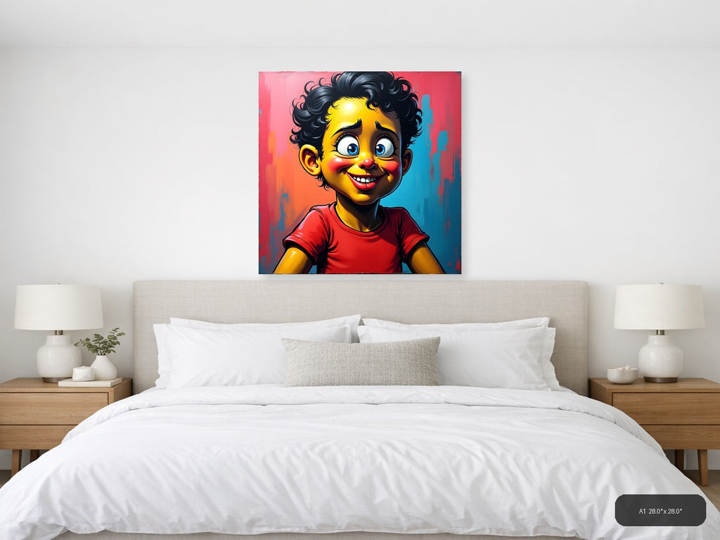 Vibrant Yellow Character Pop Art Wall Art — A1 / Bedroom