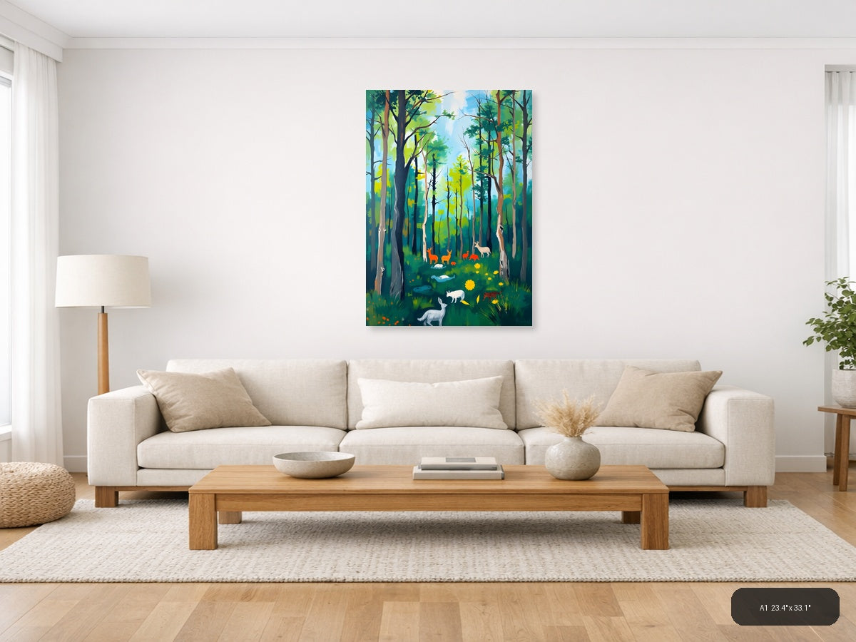 Forest Wildlife Abstract Portrait Wall Art — A1 / Living Room