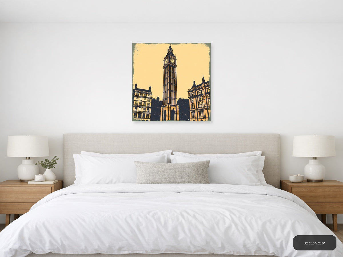 Big Ben Clock Tower Vintage London Wall Art — A2 / Bedroom