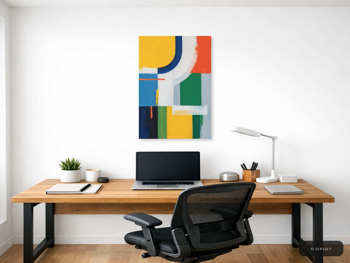 Vibrant Abstract Geometric Composition Modern Wall Art — A1 / Office