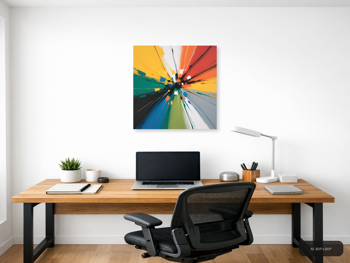 Vibrant Radiant Abstract Burst Multicolor Wall Art — A2 / Office