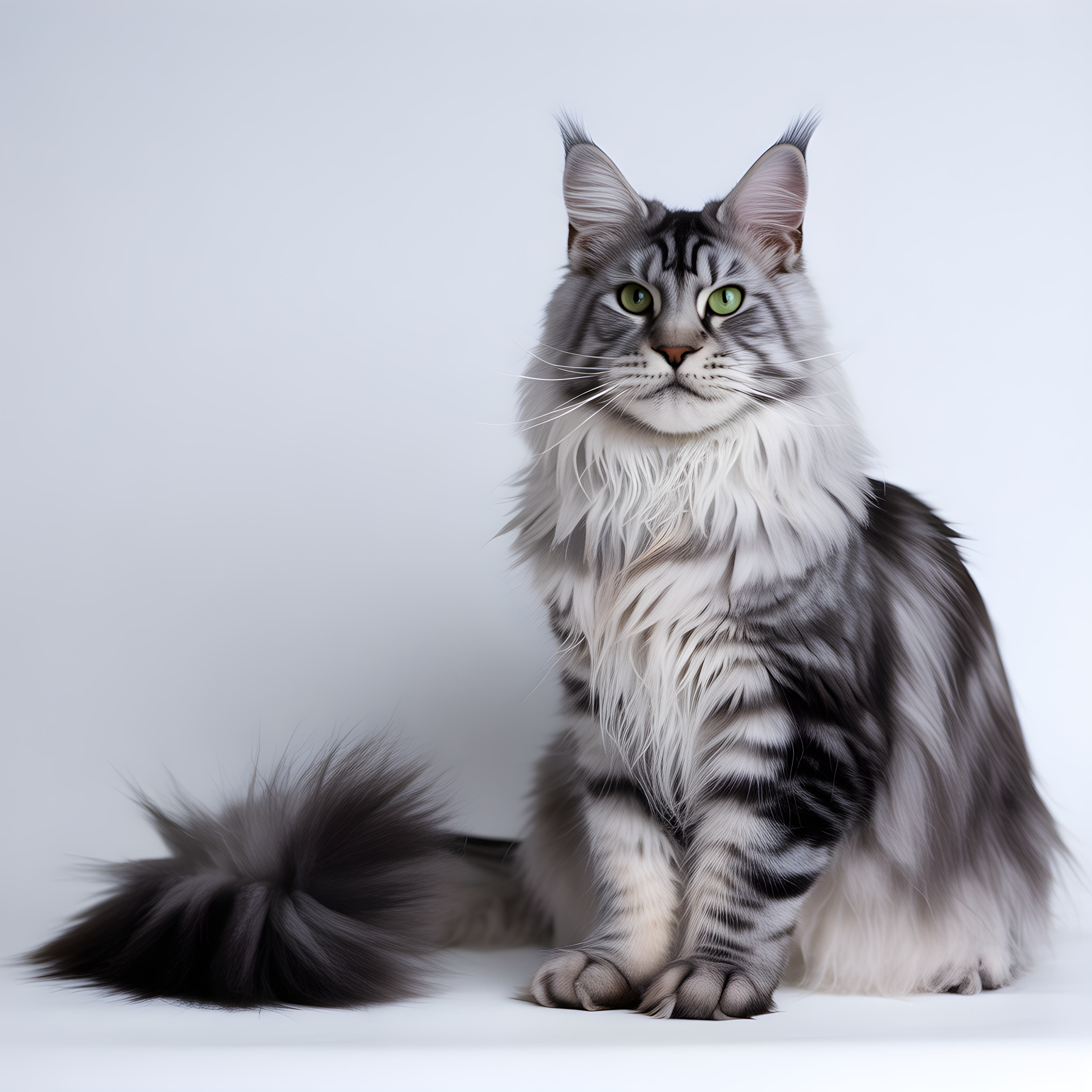 Gray Tabby Cat with Green Eyes Minimalist Wall Art