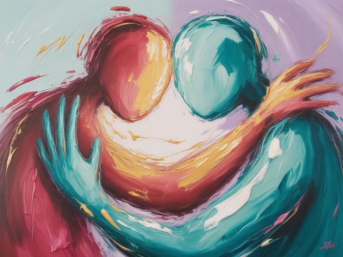 Abstract Colorful Figures Embracing Modern Wall Art