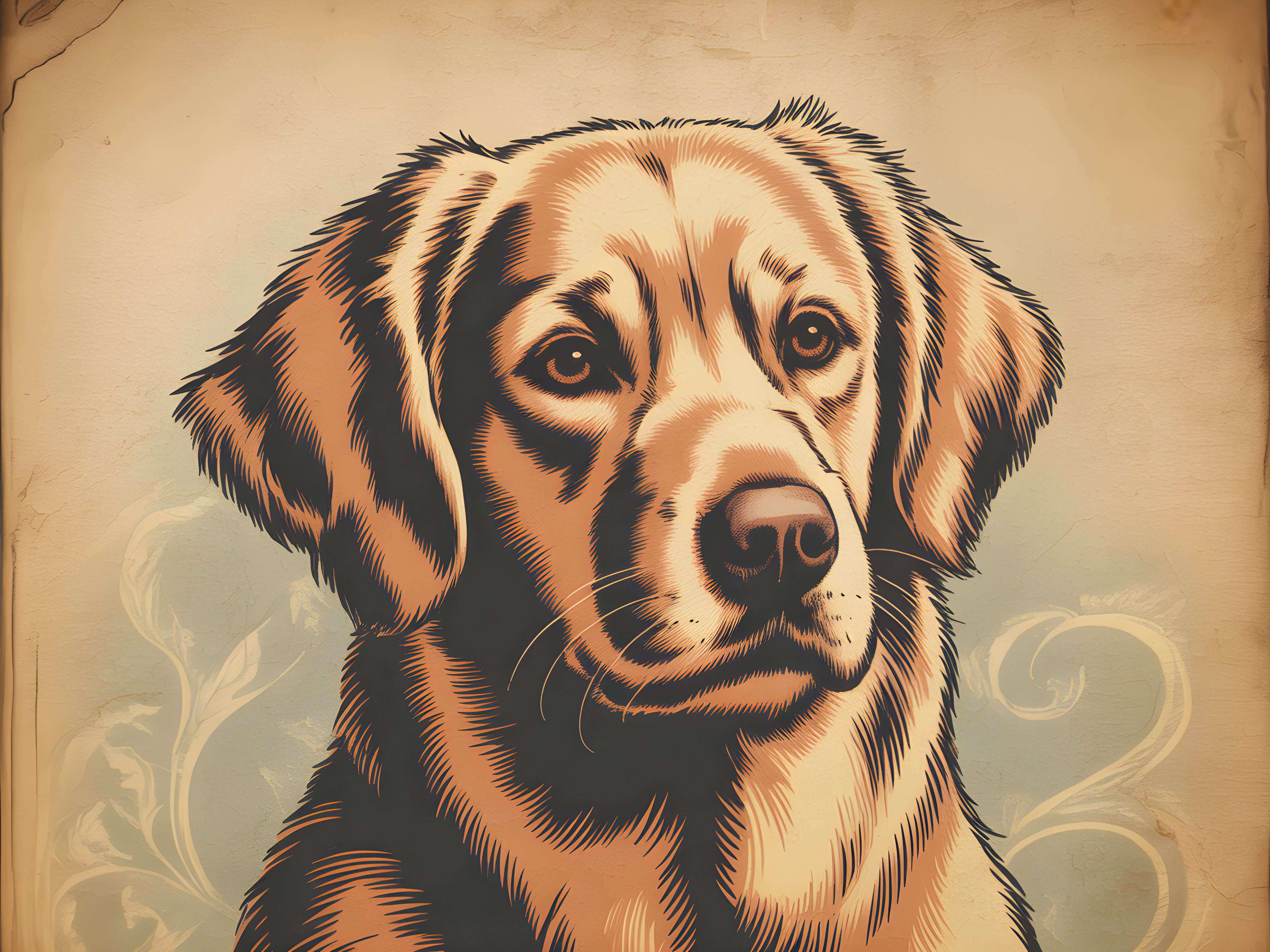 Vintage Brown Dog Portrait Wall Art