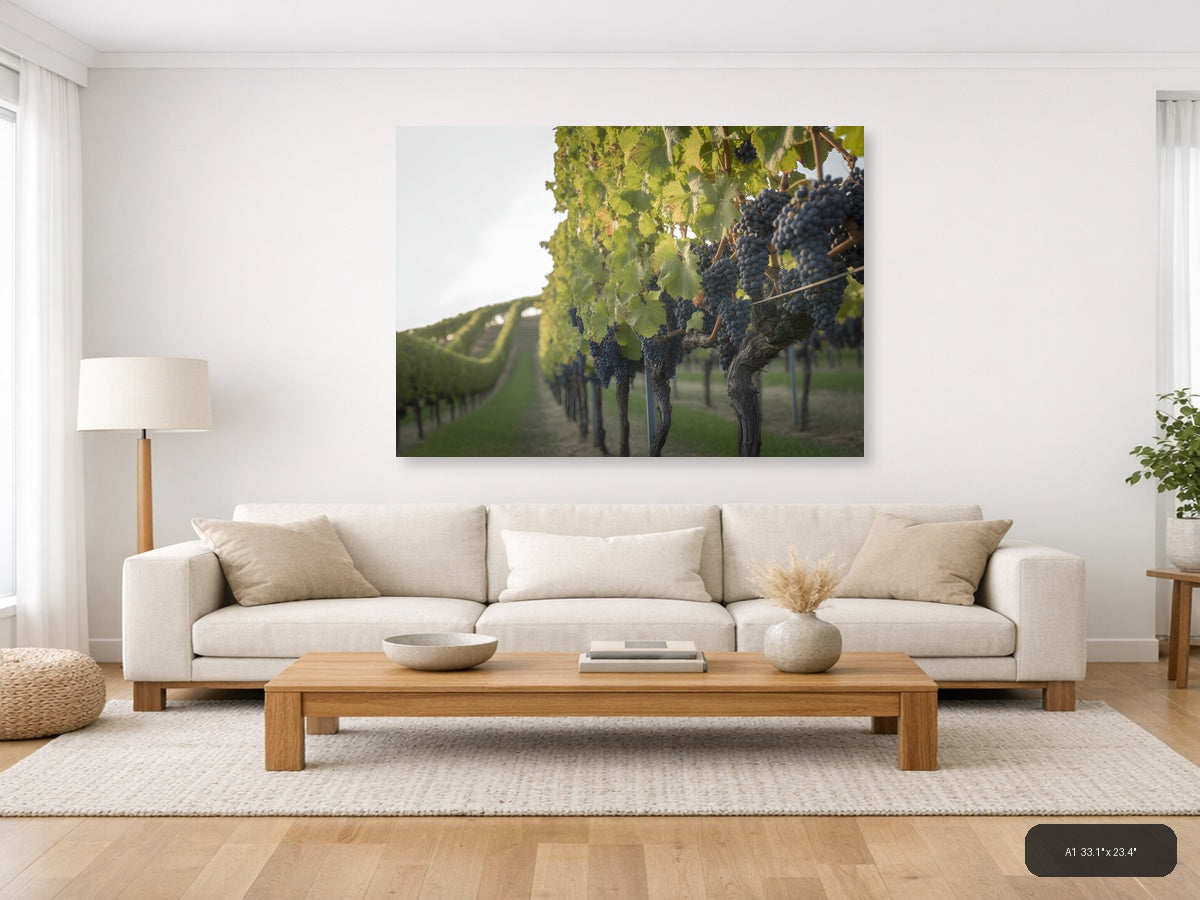 Vineyard Rows Minimalist Landscape Wall Art — A1 / Living Room