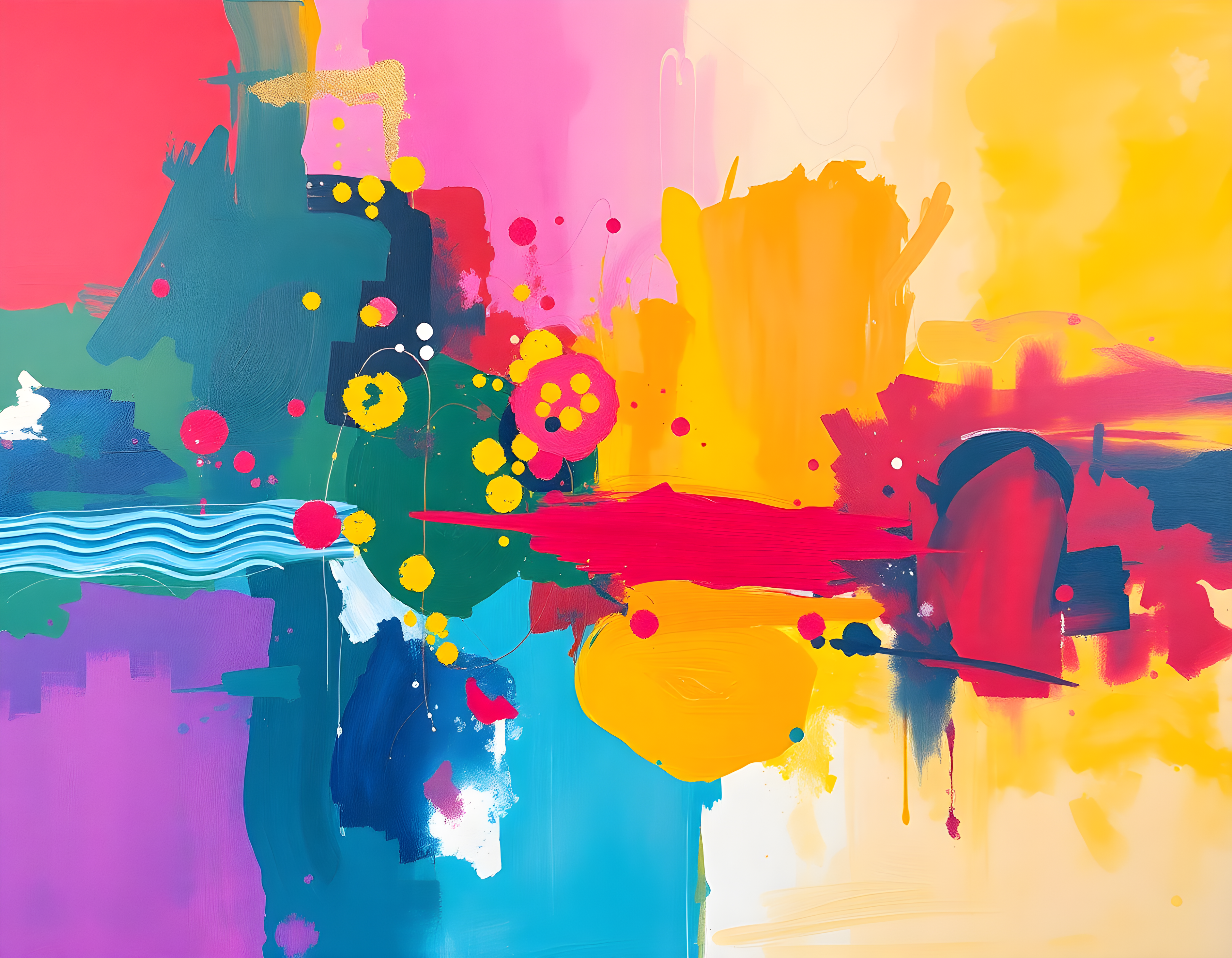 Vibrant Abstract Landscape Colorful Modern Wall Art