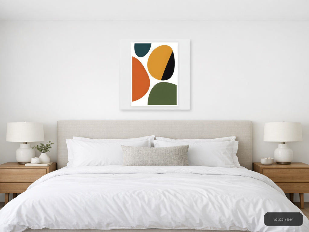 Minimalist Abstract Organic Shapes Multicolour Wall Art — A2 / Bedroom