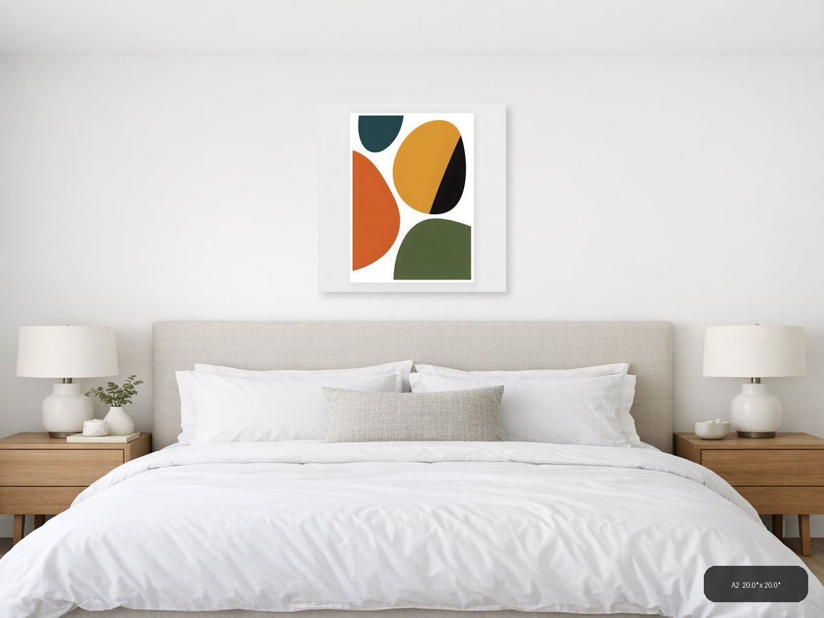 Minimalist Abstract Organic Shapes Multicolour Wall Art — A2 / Bedroom