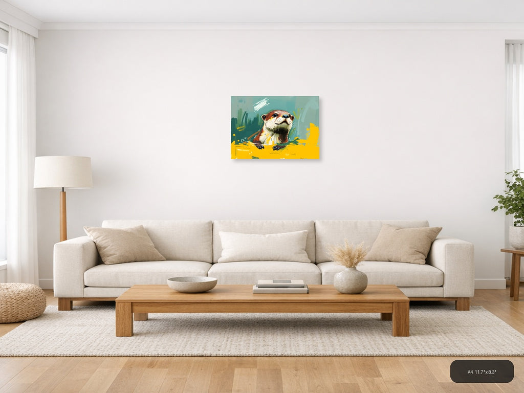 Colorful Otter Abstract Portrait Wall Art — A4 / Living Room