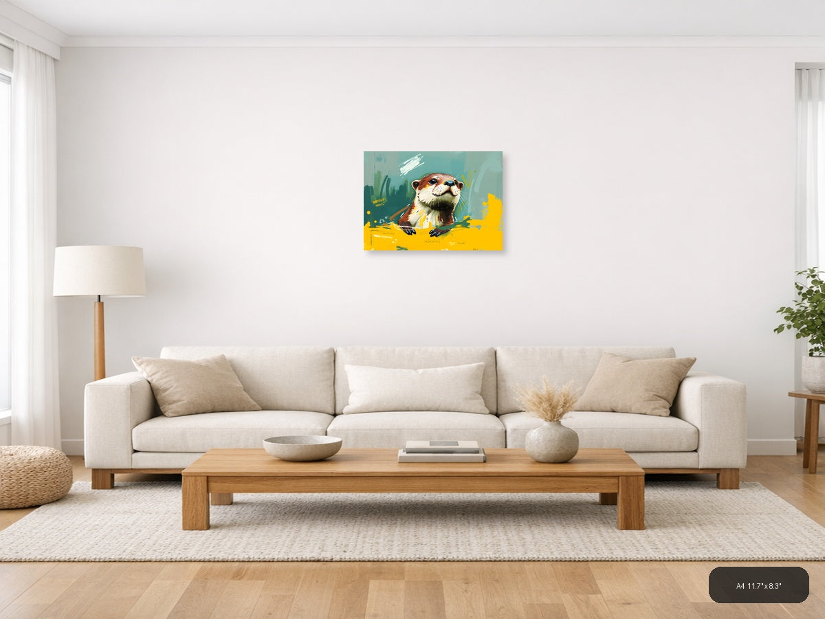 Colorful Otter Abstract Portrait Wall Art — A4 / Living Room