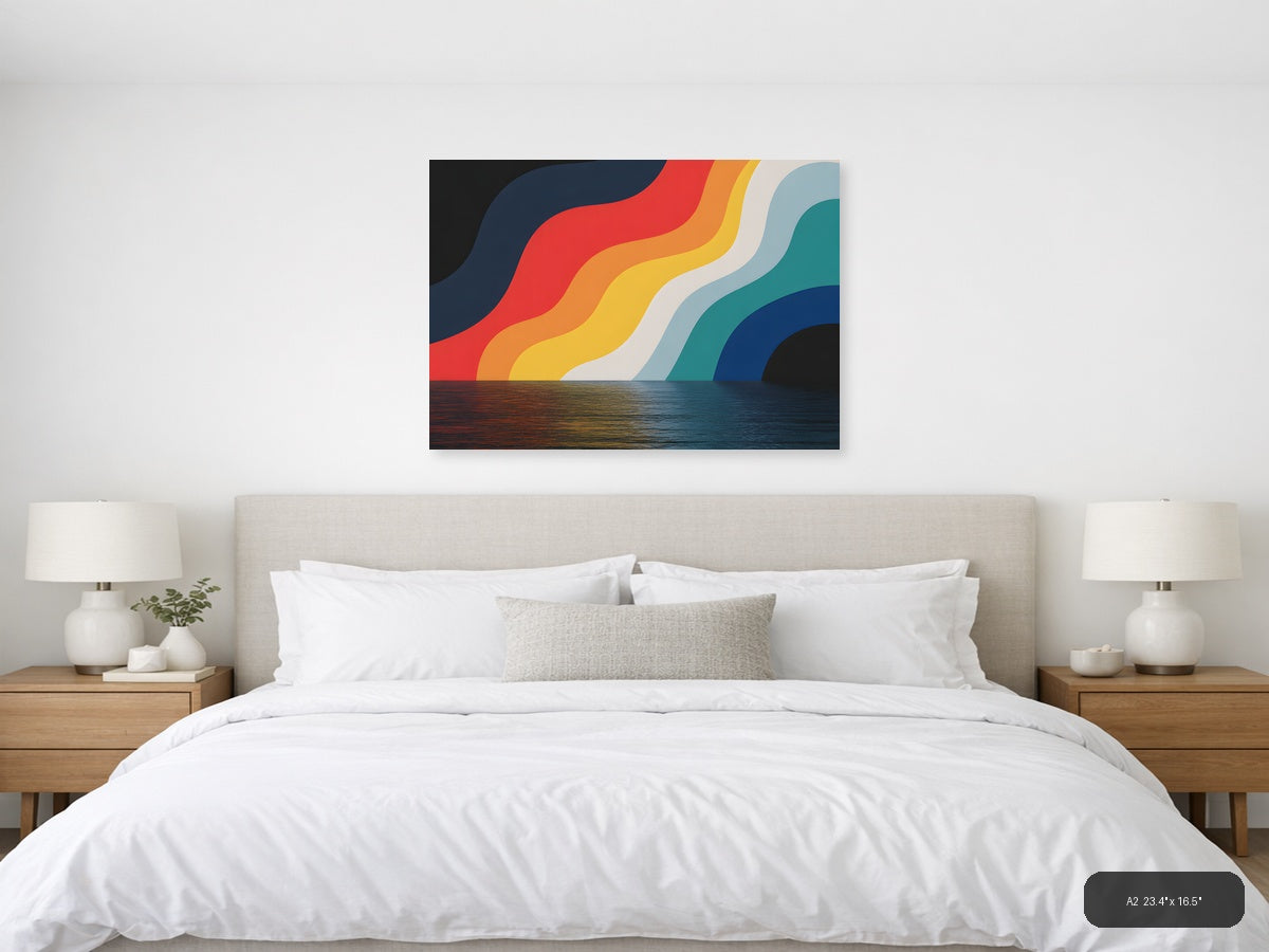 Colorful Wave Rainbow Stripes Photography Wall Art — A2 / Bedroom