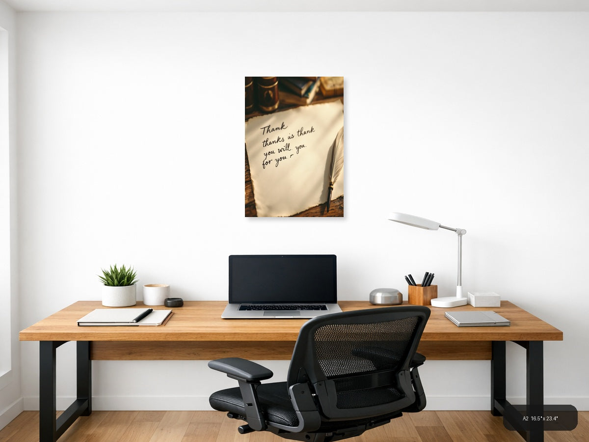 Vintage Handwritten Thank You Note Wall Art — A2 / Office