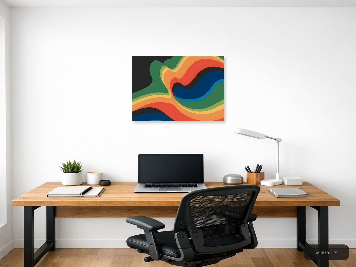 Colorful Abstract Wave Photography Wall Art — A3 / Office