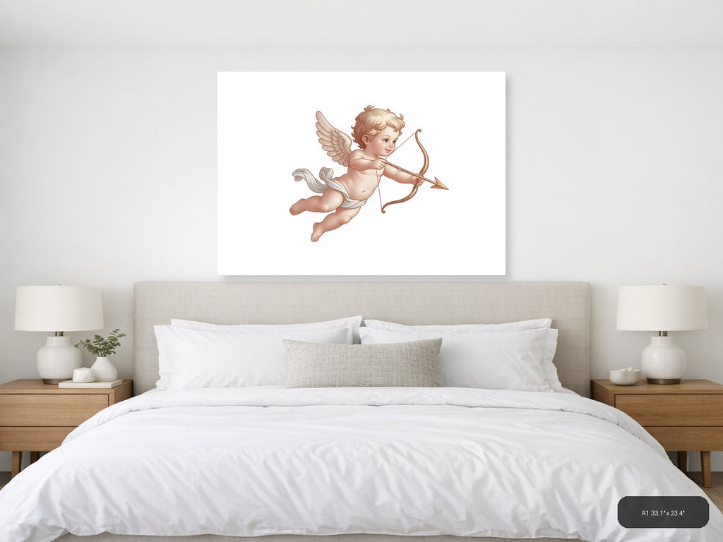 Cherub with Bow and Arrow Minimalist Wall Art — A1 / Bedroom